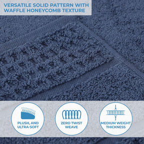 Napa Zero Twist Cotton Solid Waffle Face Towel Washcloth Set of 12