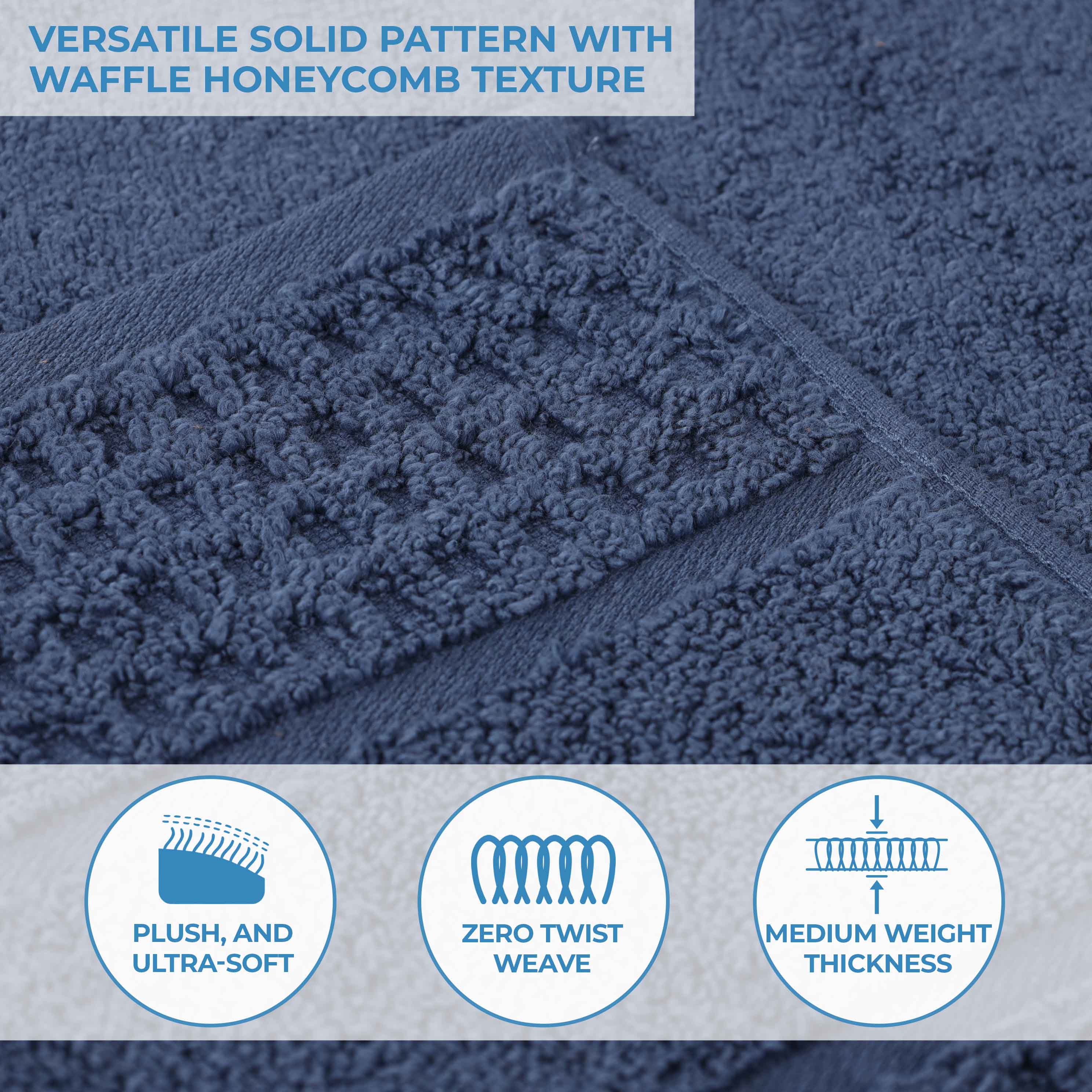 Napa Zero Twist Cotton Solid Waffle Face Towel Washcloth Set of 12
