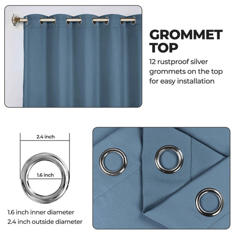 Classic Modern Solid Room Darkening Blackout Curtain Panels, Set of 2