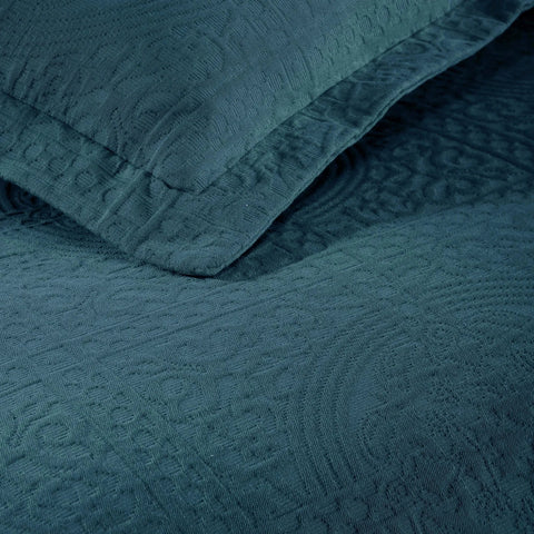 Lightweight Cotton Bedspread Sets 3-Piece Fleur De Lis Jacquard Matelassé