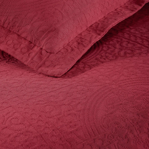 Lightweight Cotton Bedspread Sets 3-Piece Fleur De Lis Jacquard Matelassé