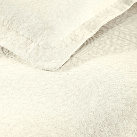 Lightweight Cotton Bedspread Sets 3-Piece Fleur De Lis Jacquard Matelassé