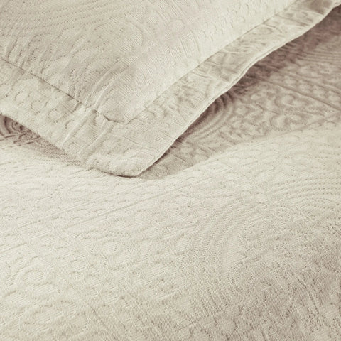 Lightweight Cotton Bedspread Sets 3-Piece Fleur De Lis Jacquard Matelassé