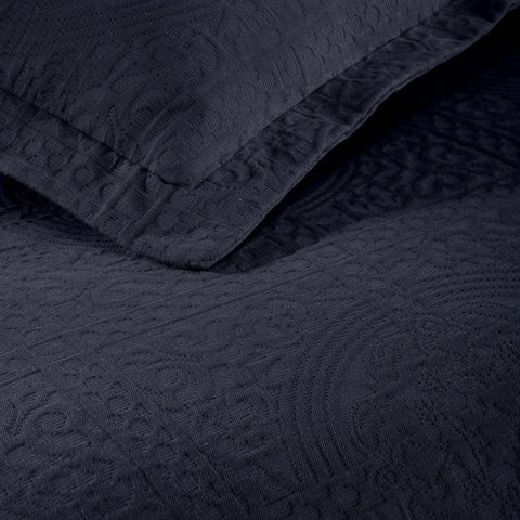 Lightweight Cotton Bedspread Sets 3-Piece Fleur De Lis Jacquard Matelassé