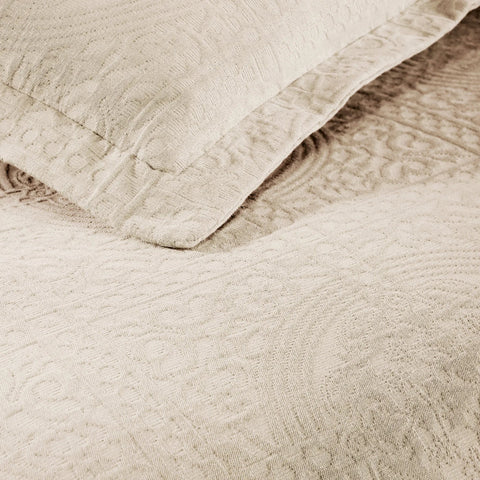 Lightweight Cotton Bedspread Sets 3-Piece Fleur De Lis Jacquard Matelassé