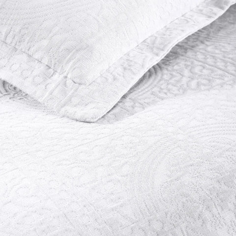 Lightweight Cotton Bedspread Sets 3-Piece Fleur De Lis Jacquard Matelassé
