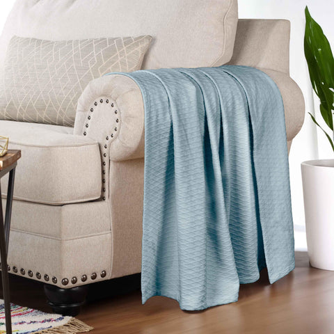 100% Cotton Thermal Blanket – Diamond Weave All-Season, Lightweight & Breathable