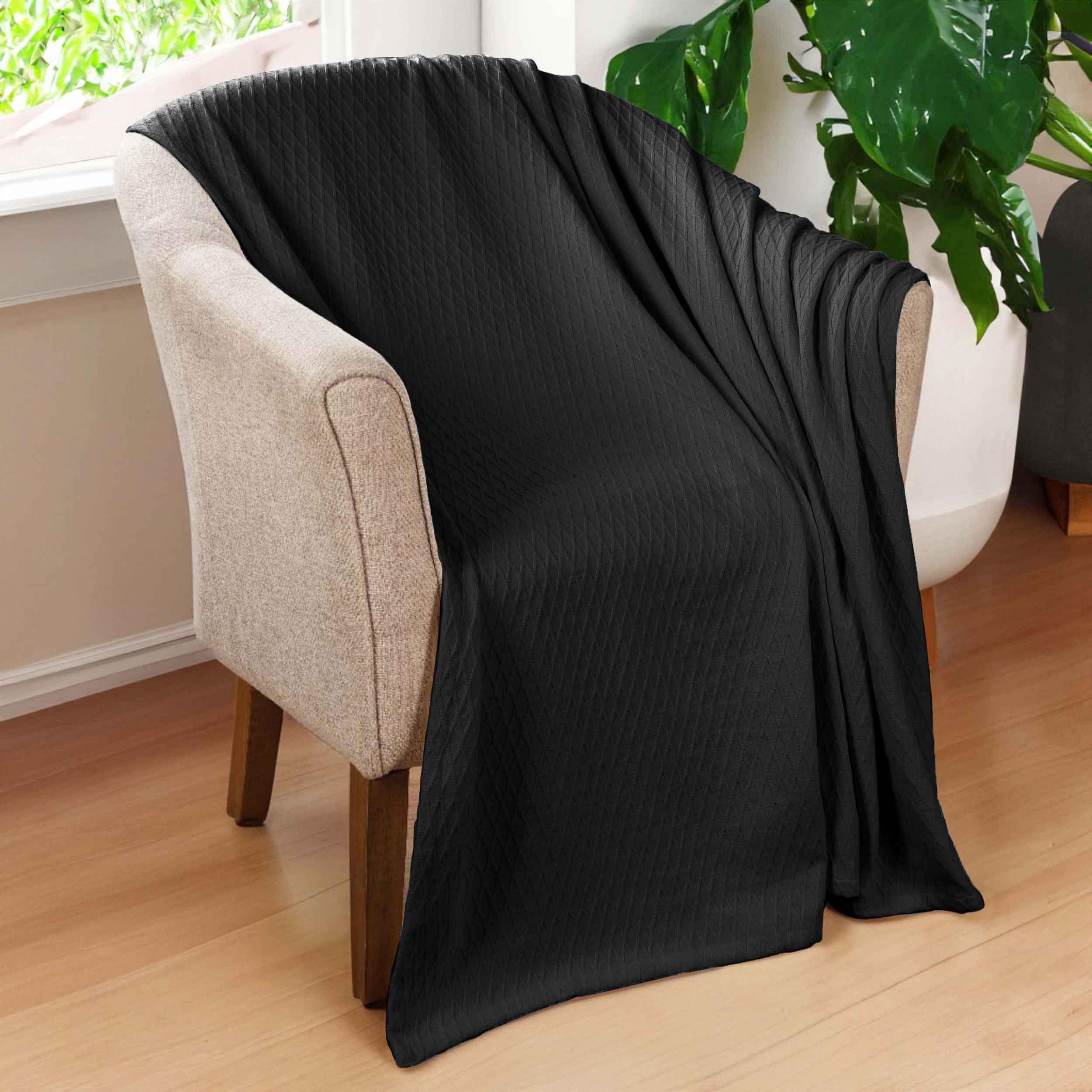 Diamond Weave Modern Classic Geometric All-Season Cotton Blanket