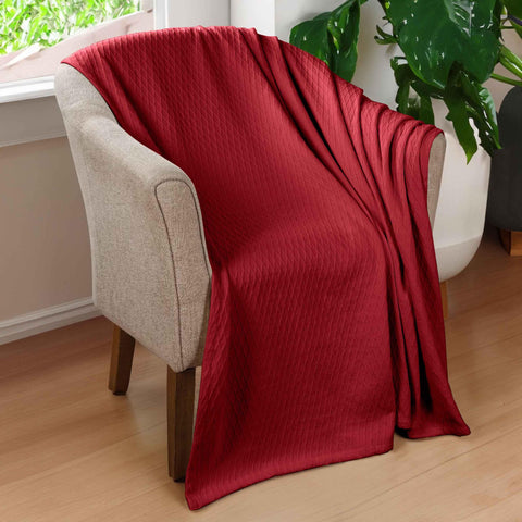 100% Cotton Thermal Blanket – Diamond Weave All-Season, Lightweight & Breathable
