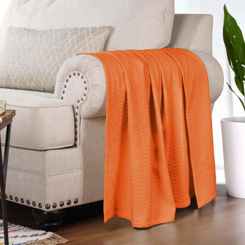 100% Cotton Thermal Blanket – Diamond Weave All-Season, Lightweight & Breathable