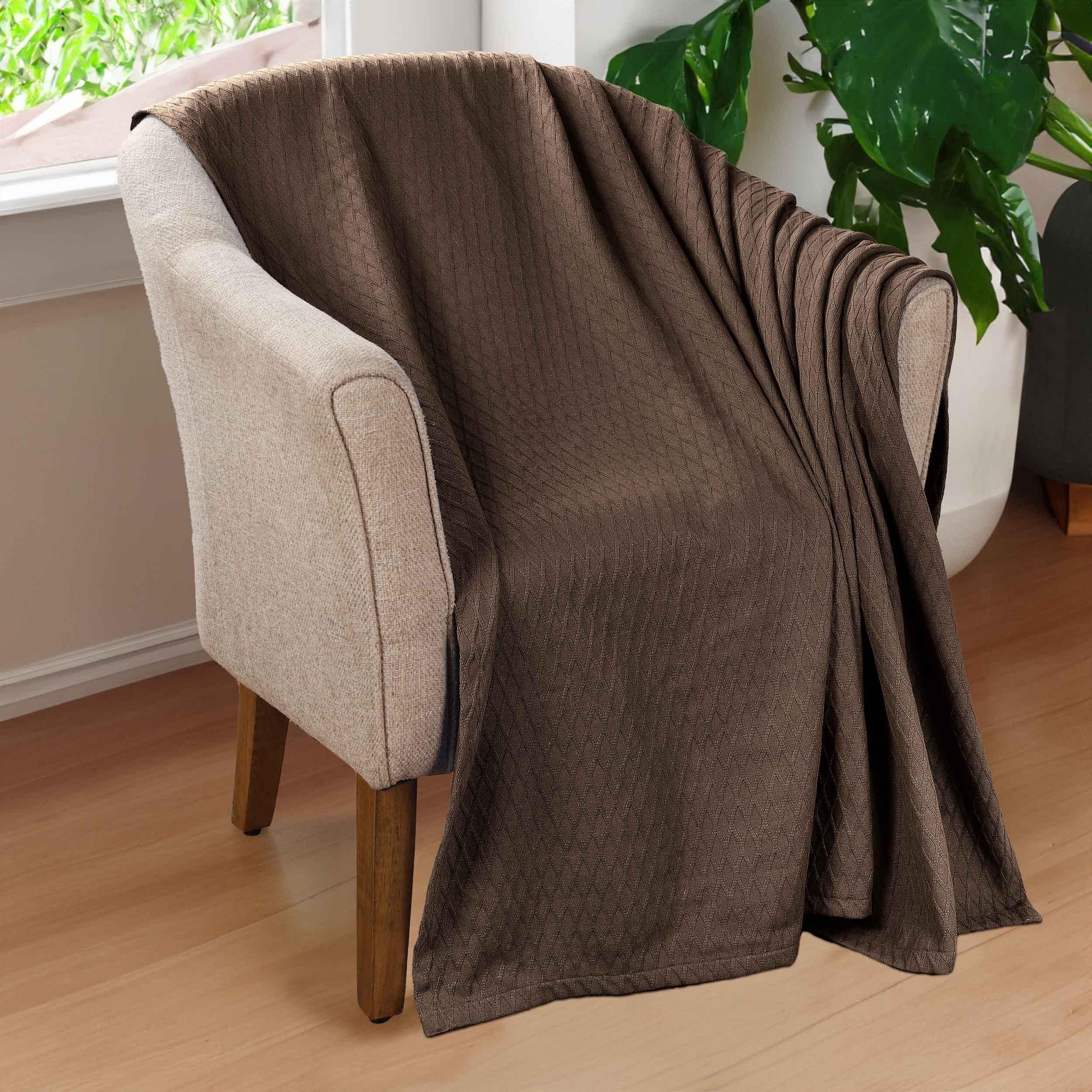 Diamond Weave Modern Classic Geometric All-Season Cotton Blanket