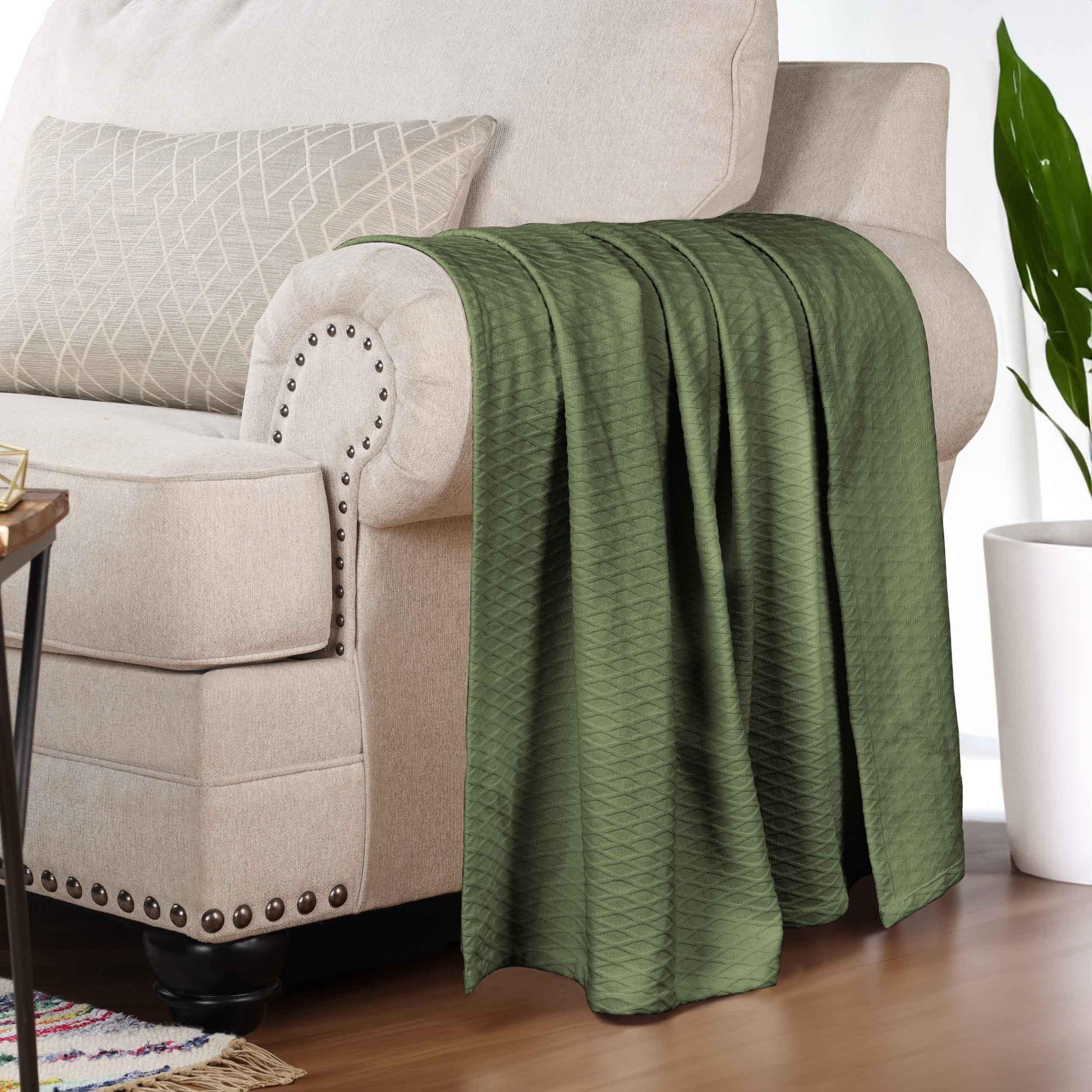 Diamond Weave Modern Classic Geometric All-Season Cotton Blanket