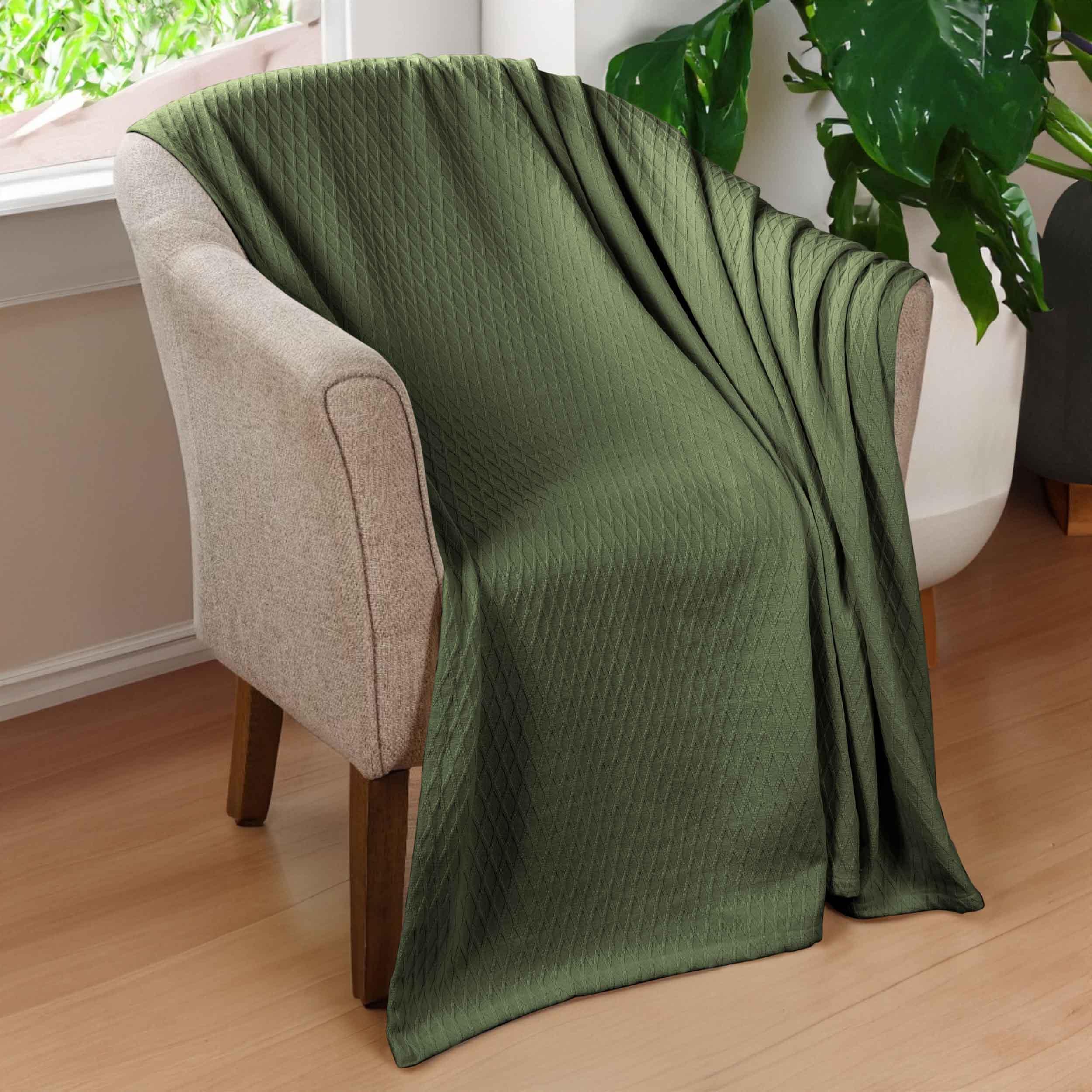Diamond Weave Modern Classic Geometric All-Season Cotton Blanket