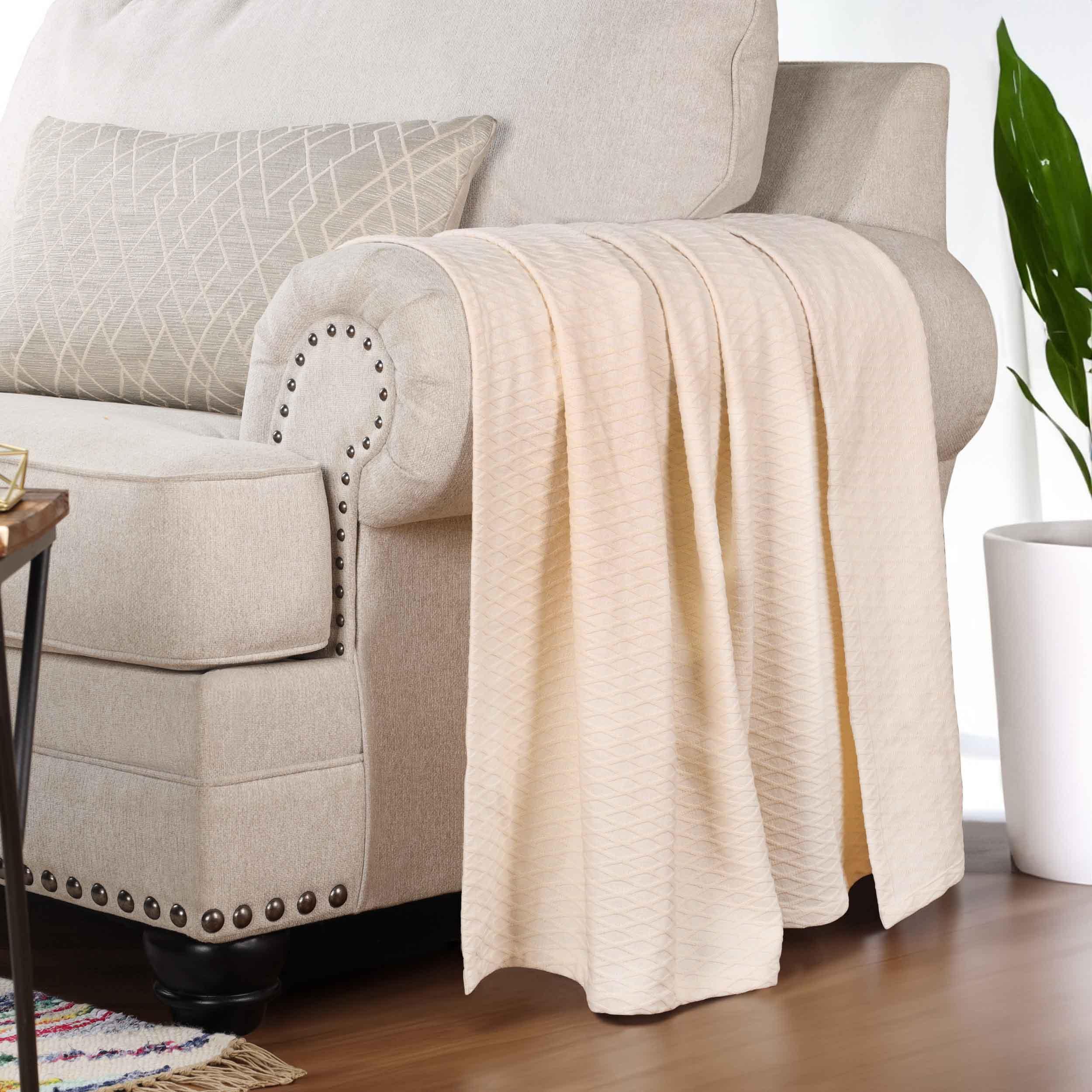 Diamond Weave Modern Classic Geometric All-Season Cotton Blanket