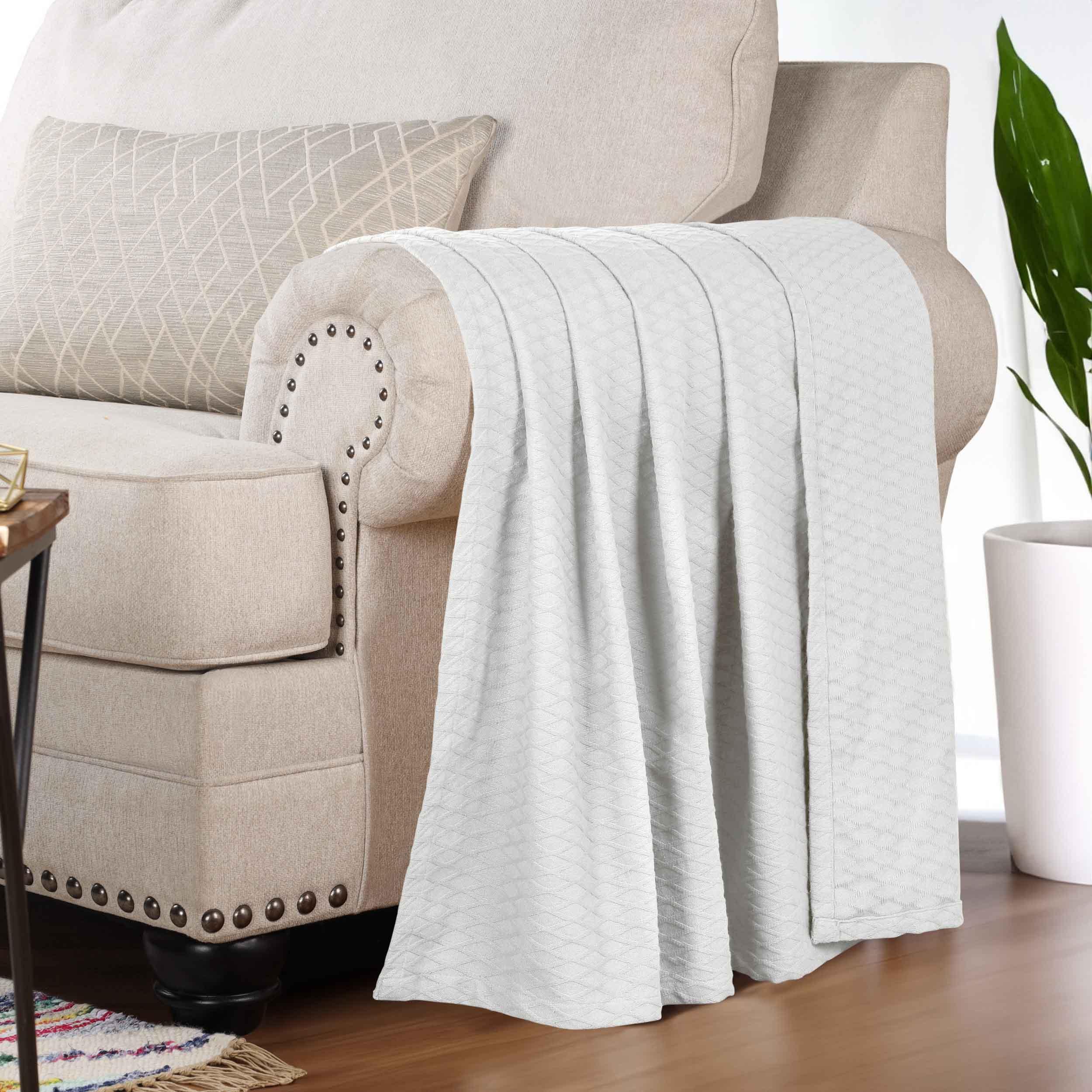 Diamond Weave Modern Classic Geometric All-Season Cotton Blanket