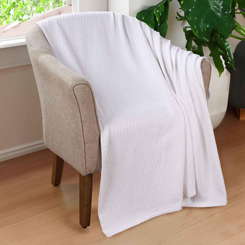 100% Cotton Thermal Blanket – Diamond Weave All-Season, Lightweight & Breathable