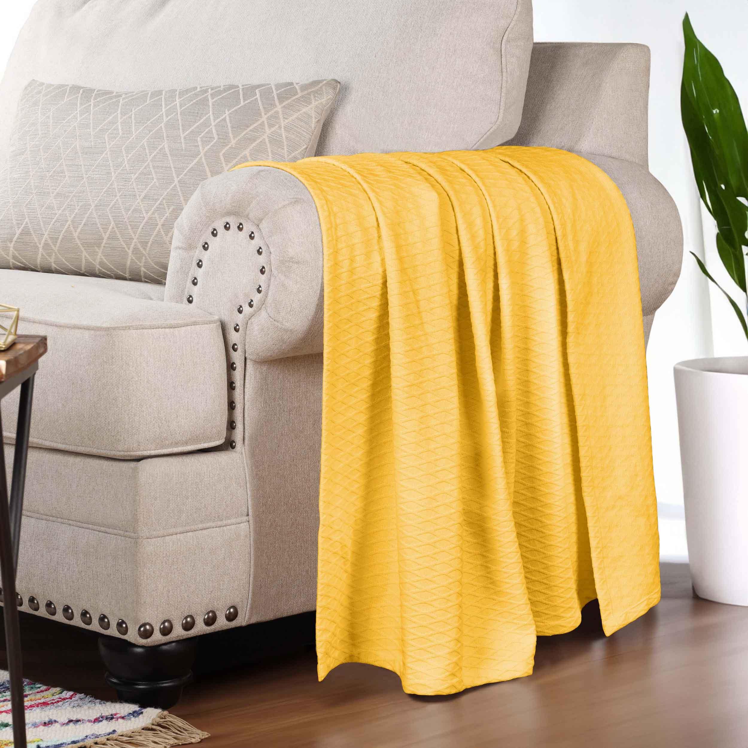 Diamond Weave Modern Classic Geometric All-Season Cotton Blanket