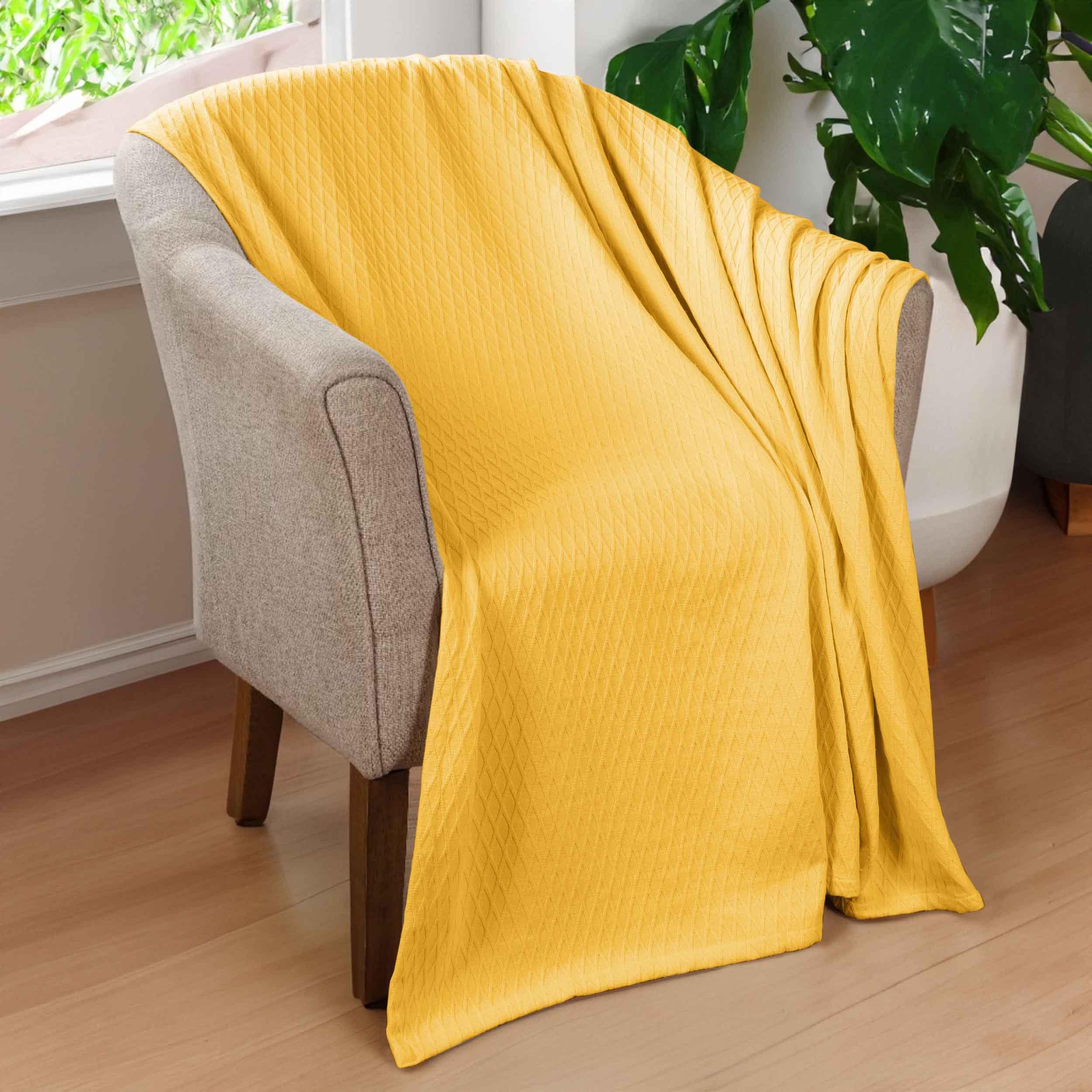 Diamond Weave Modern Classic Geometric All-Season Cotton Blanket