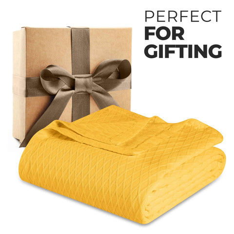 100% Cotton Thermal Blanket – Diamond Weave All-Season, Lightweight & Breathable