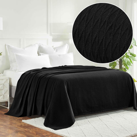 100% Cotton Thermal Blanket – Diamond Weave All-Season, Lightweight & Breathable