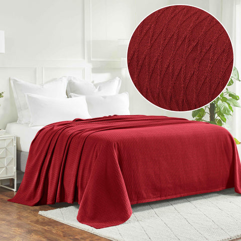 100% Cotton Thermal Blanket – Diamond Weave All-Season, Lightweight & Breathable