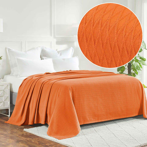 100% Cotton Thermal Blanket – Diamond Weave All-Season, Lightweight & Breathable