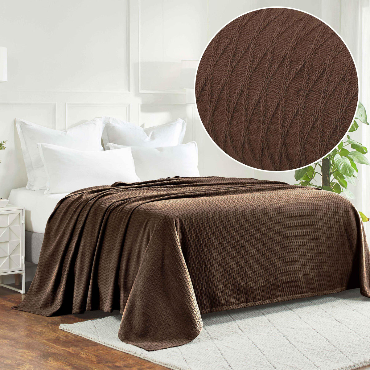 100% Cotton Thermal Blanket – Diamond Weave All-Season, Lightweight & Breathable