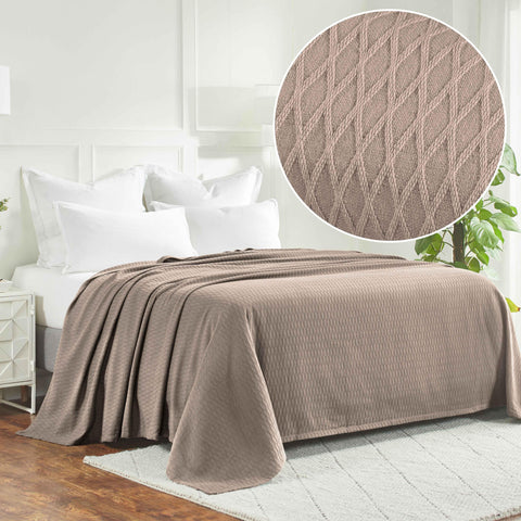 100% Cotton Thermal Blanket – Diamond Weave All-Season, Lightweight & Breathable