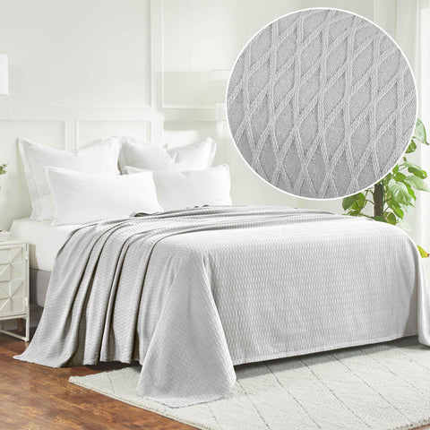 100% Cotton Thermal Blanket – Diamond Weave All-Season, Lightweight & Breathable