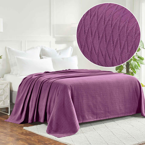 100% Cotton Thermal Blanket – Diamond Weave All-Season, Lightweight & Breathable