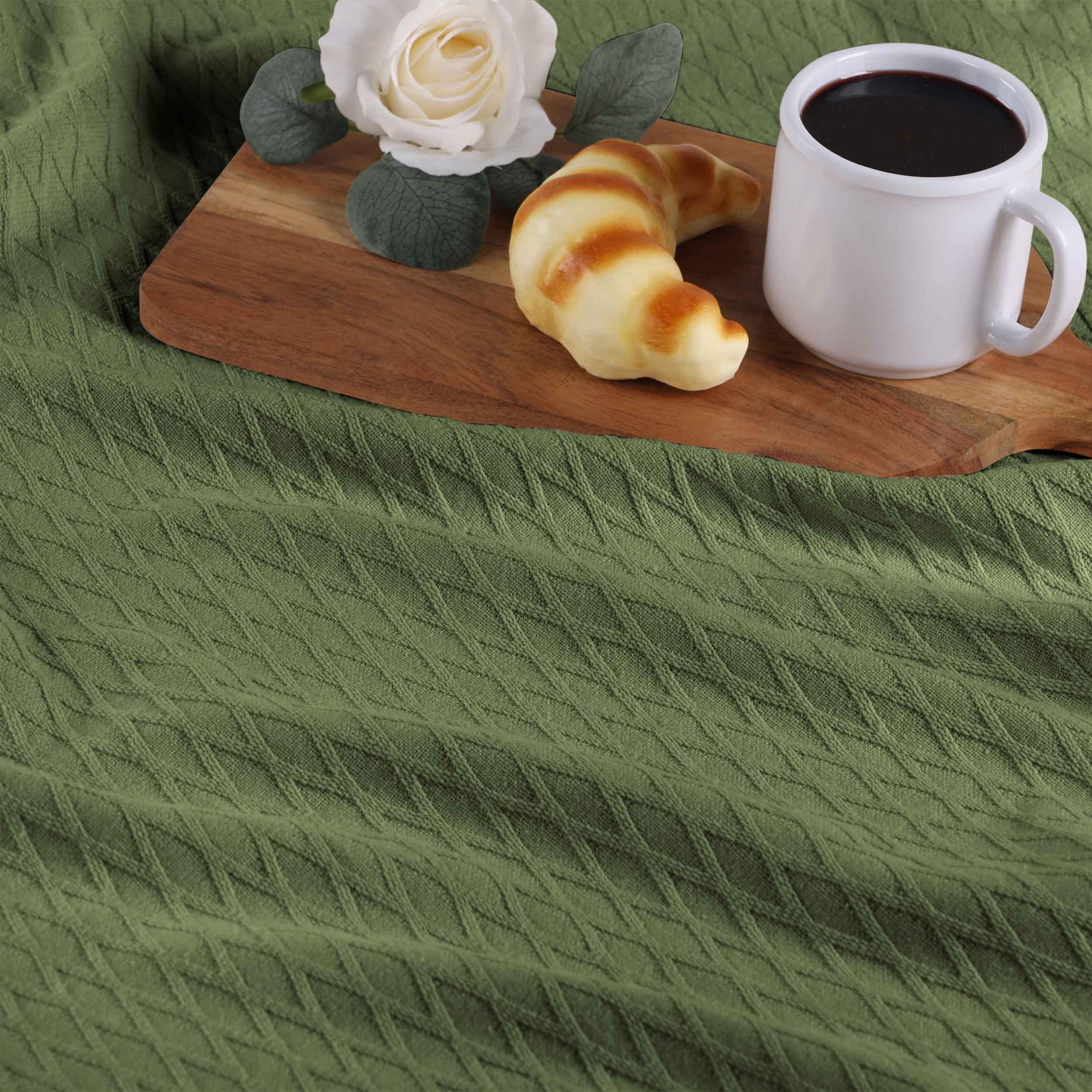 Diamond Weave Modern Classic Geometric All-Season Cotton Blanket