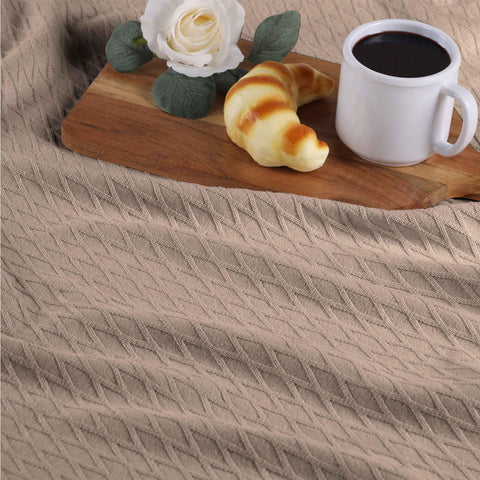 100% Cotton Thermal Blanket – Diamond Weave All-Season, Lightweight & Breathable