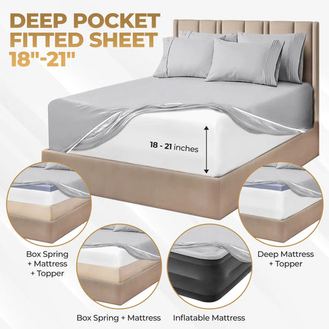 1000 Thread Count Egyptian Cotton Sateen Extra-Deep Sheet Set