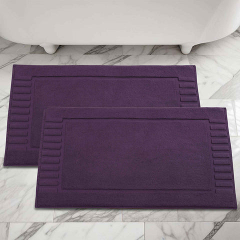 Leo Cotton Modern Absorbent Heavy Washable Bath Mat Set of 2