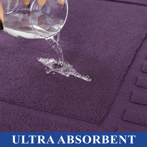 Leo Cotton Modern Absorbent Heavy Washable Bath Mat Set of 2