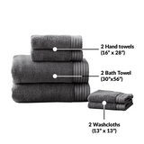 Premium Egyptian Cotton Towels Set of 6 | 2 Hand Towels + 2 Face Towels + 2 Bath Towels