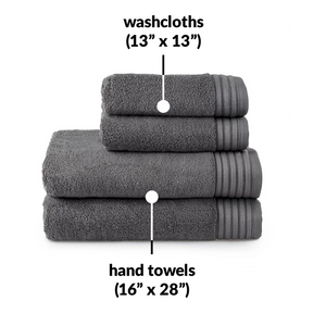 Egyptian Cotton Hand/Wash Towel Set of 4 - Dark Grey