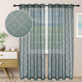 Sheer Poppy Floral Modern Textured Grommet Curtain Panels Set of 2