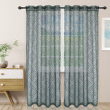 Sheer Poppy Floral Modern Textured Grommet Curtain Panels Set of 2