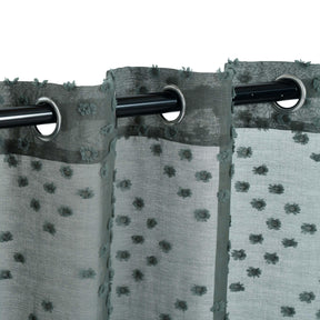 Sheer Poppy Floral Modern Textured Grommet Curtain Panels Set of 2