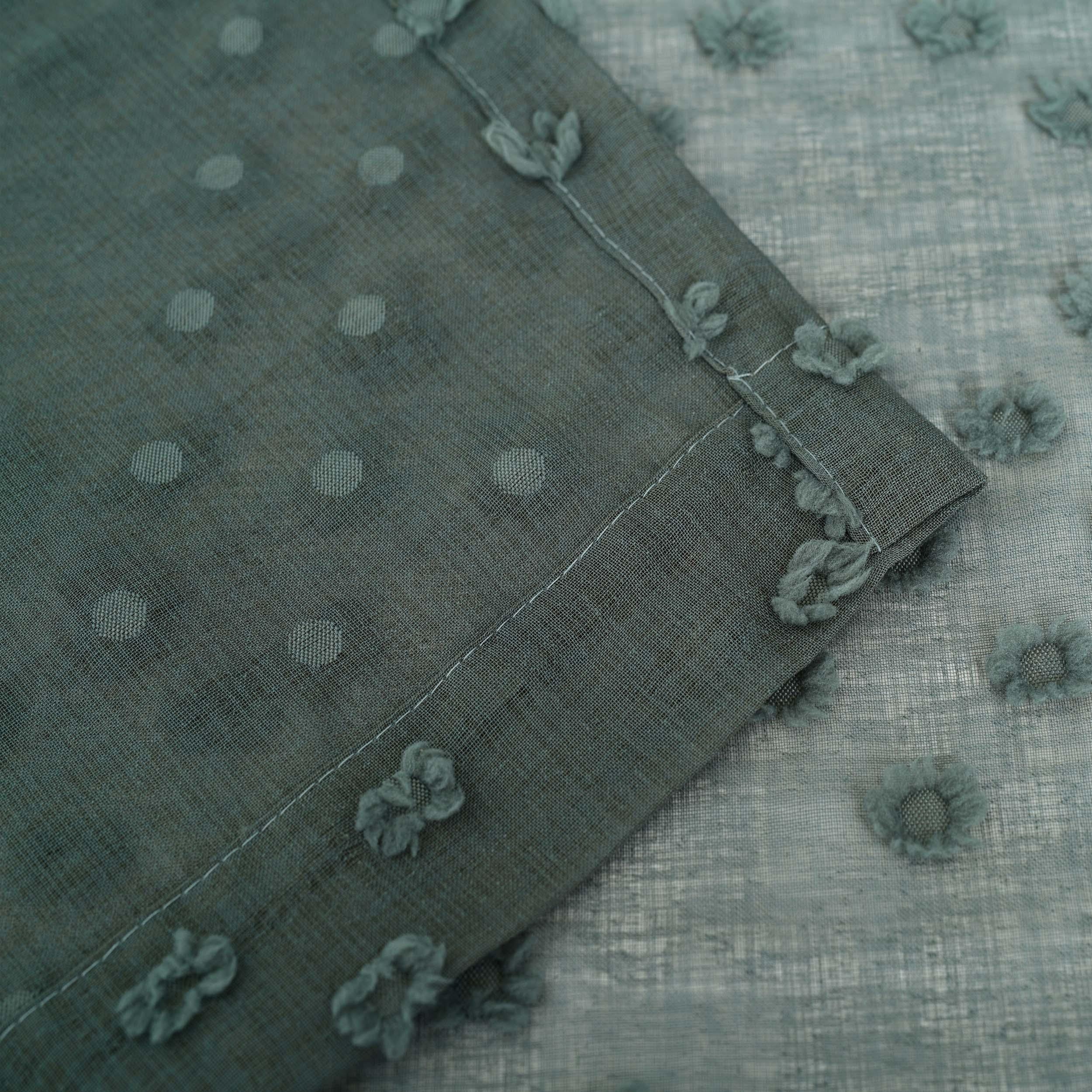 Sheer Poppy Floral Modern Textured Grommet Curtain Panels Set of 2