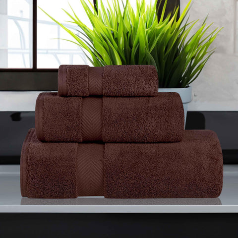 3 Piece Zero Twist Cotton Towels Soft Absorbent