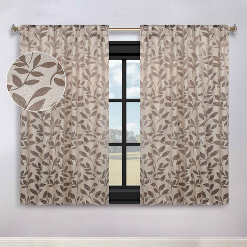 Leaves Room Darkening Back Tabs Blackout Curtain Panels, Set of 2