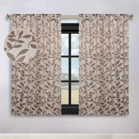 Leaves Room Darkening Back Tabs Blackout Curtain Panels, Set of 2