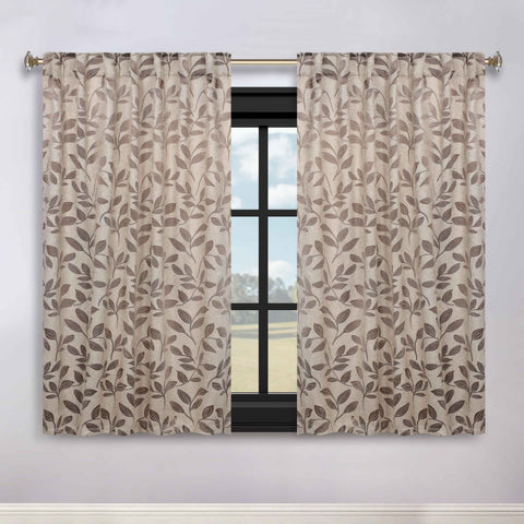 Leaves Room Darkening Back Tabs Blackout Curtain Panels, Set of 2