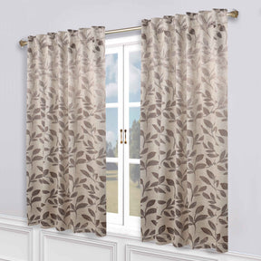 Leaves Room Darkening Back Tabs Blackout Curtain Panels, Set of 2