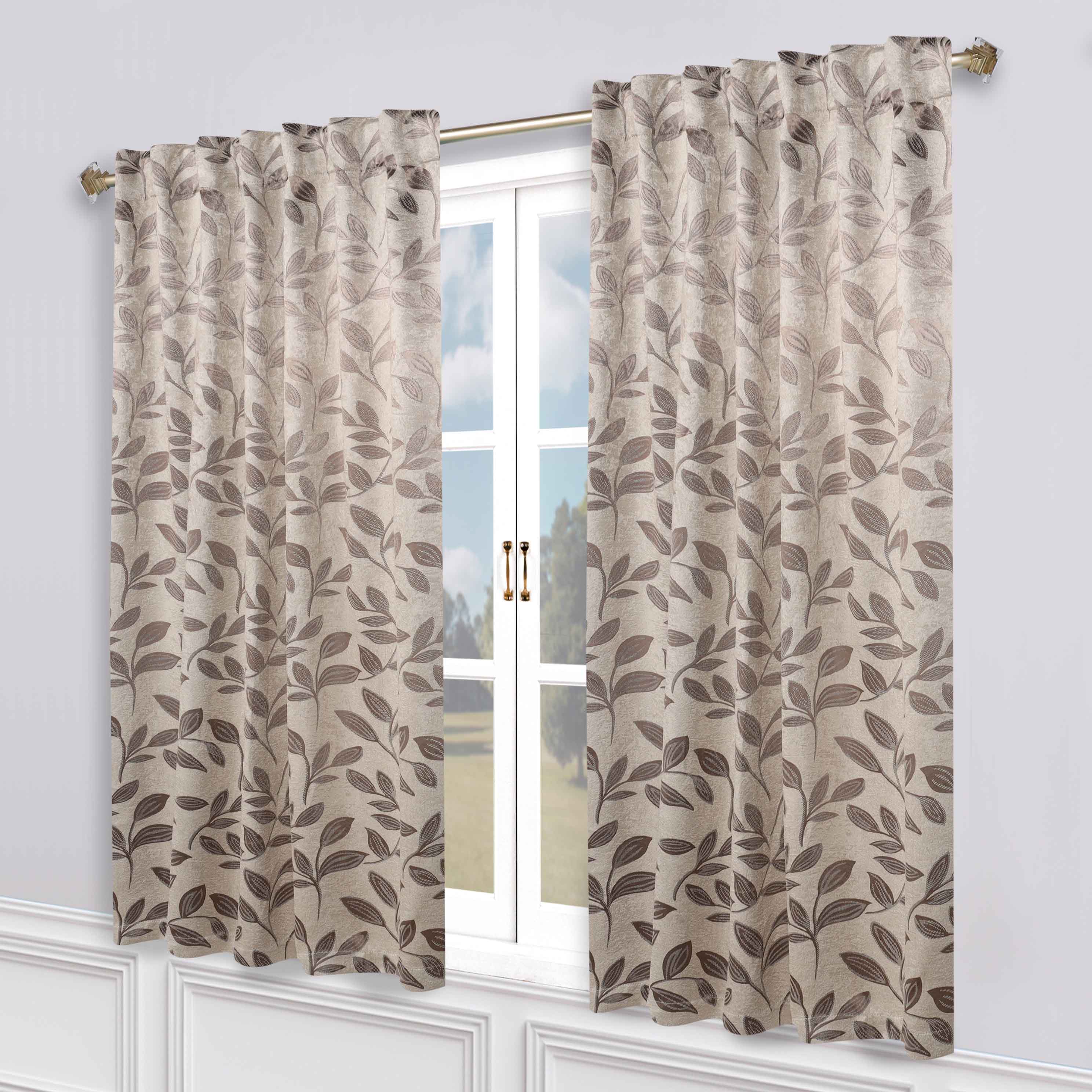 Leaves Room Darkening Back Tabs Blackout Curtain Panels, Set of 2