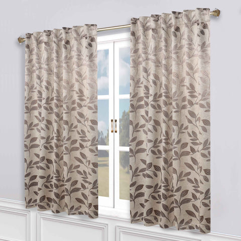 Leaves Room Darkening Back Tabs Blackout Curtain Panels, Set of 2