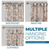 Leaves Room Darkening Back Tabs Blackout Curtain Panels, Set of 2
