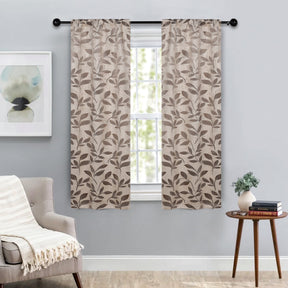 Leaves Room Darkening Washable Blackout Curtain Panels, Set of 2